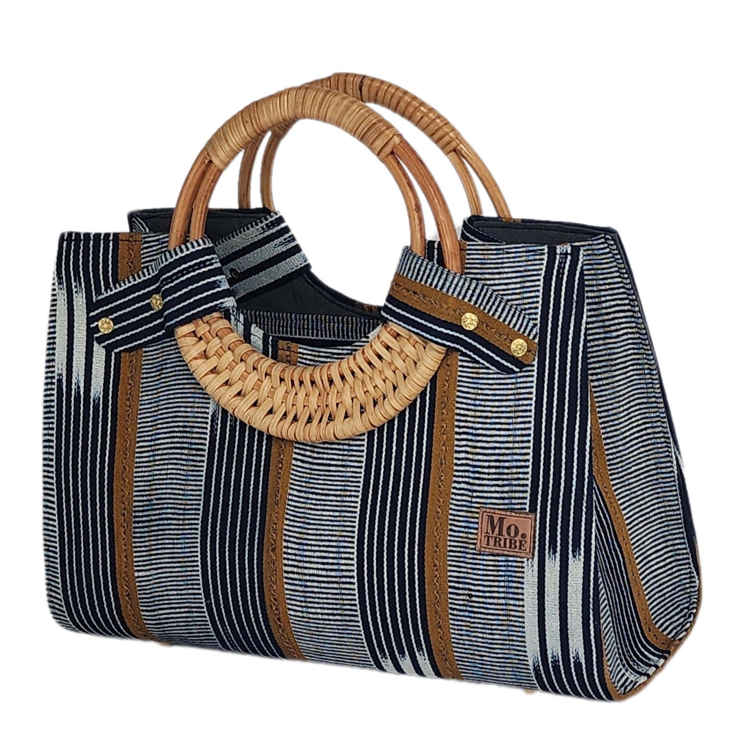 Nasika Mudcloth Tote Handbag _ Blue